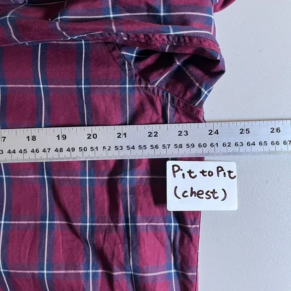 Fred Perry Plaid Cotton Button Down Long Sleeve Shirt - Men's Size XL - Red - Picture 7 of 9